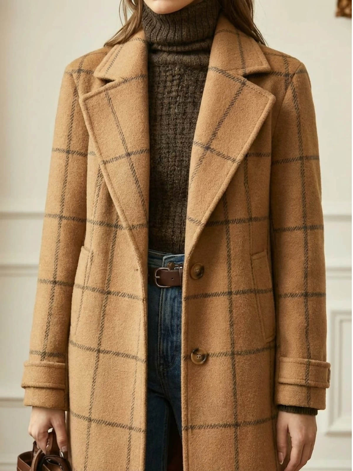 CHARLOTTE | Checked Tailored Long Coat