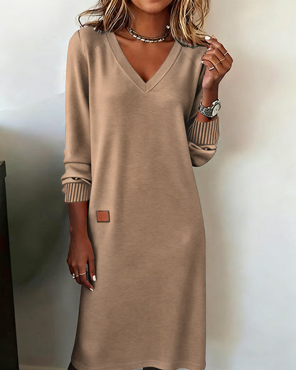 Elegant V-Neck Sweater Dress