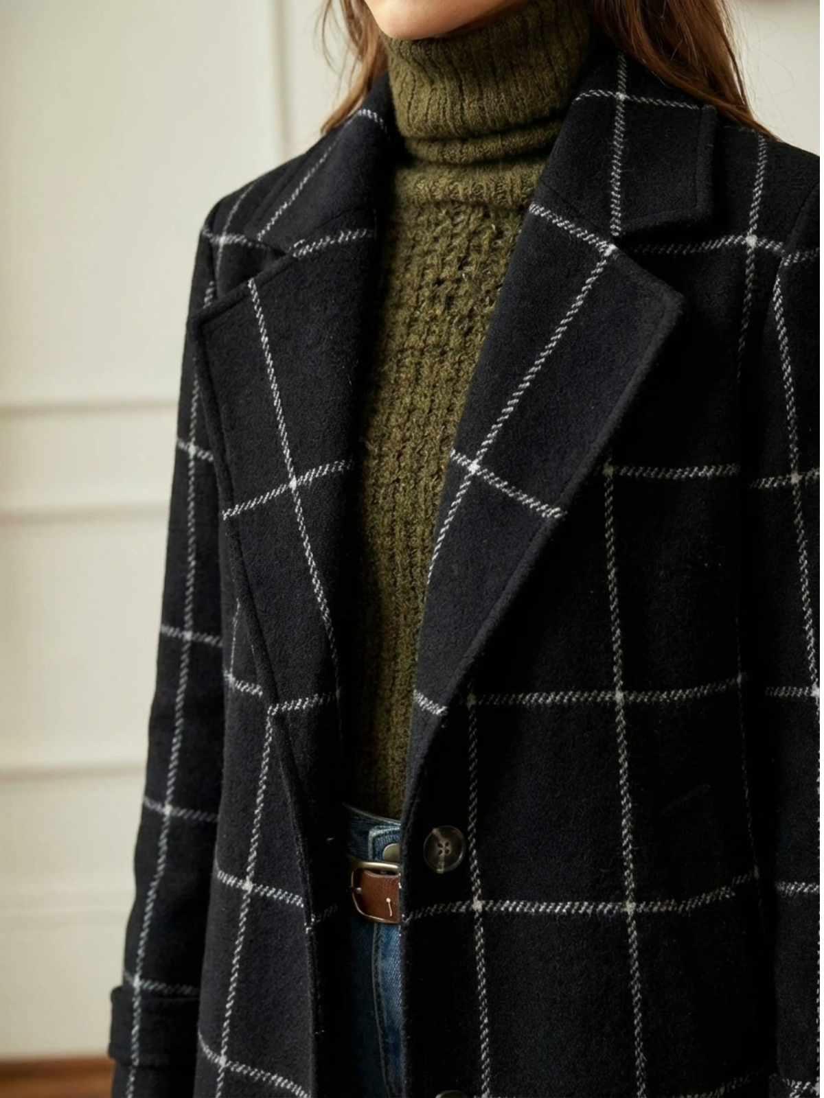 CHARLOTTE | Checked Tailored Long Coat