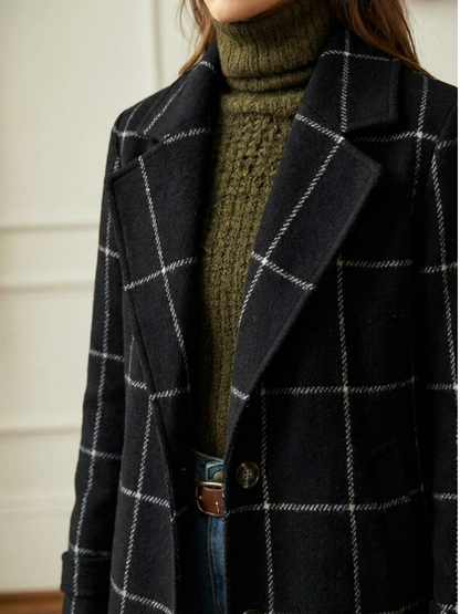 CHARLOTTE | Checked Tailored Long Coat