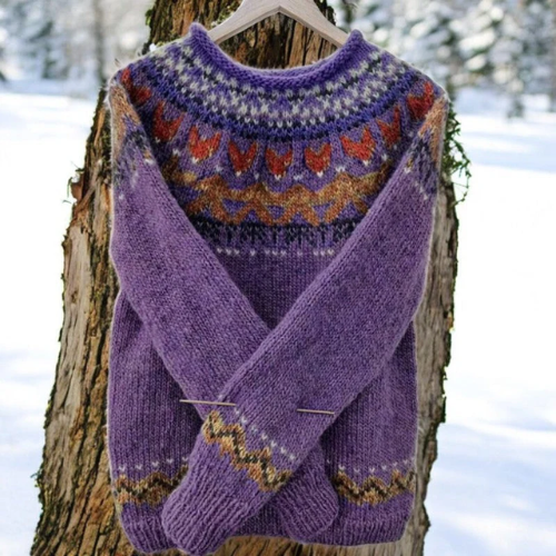 Mira – Warm sweater with traditionally woven shoulder detail