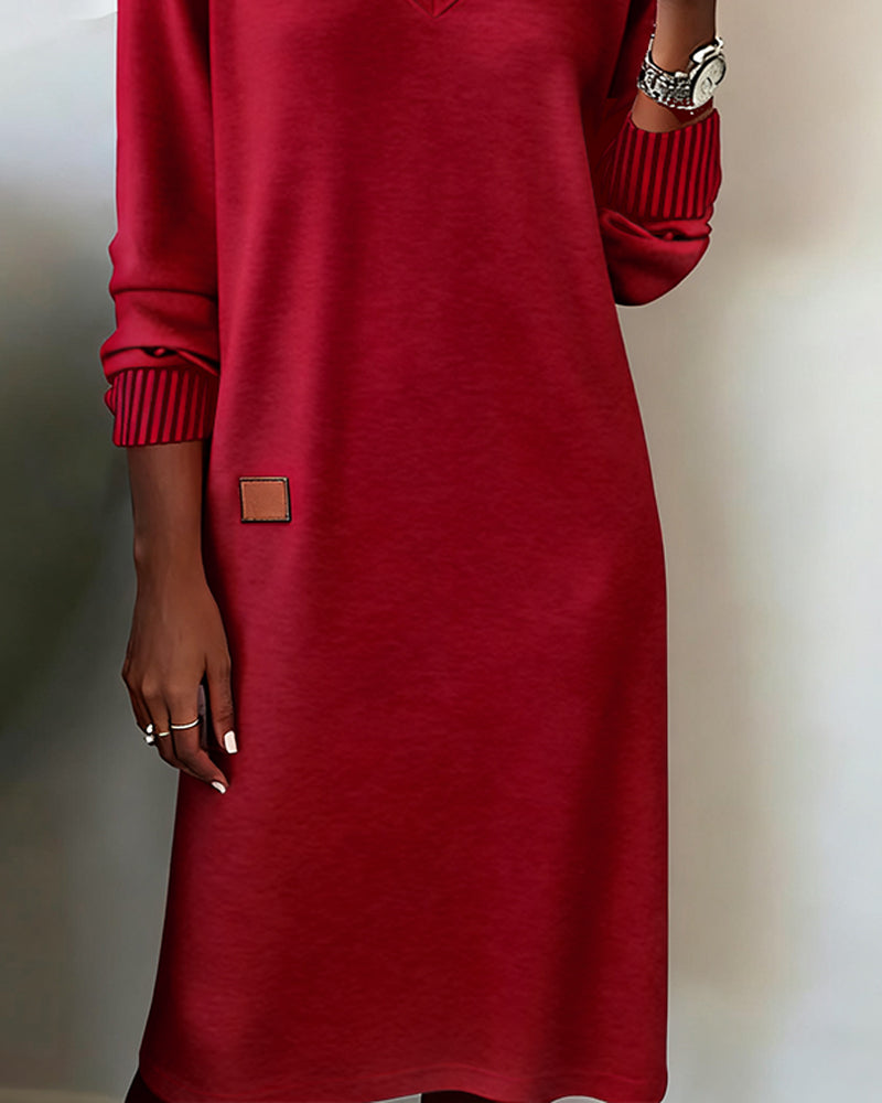 Elegant V-Neck Sweater Dress