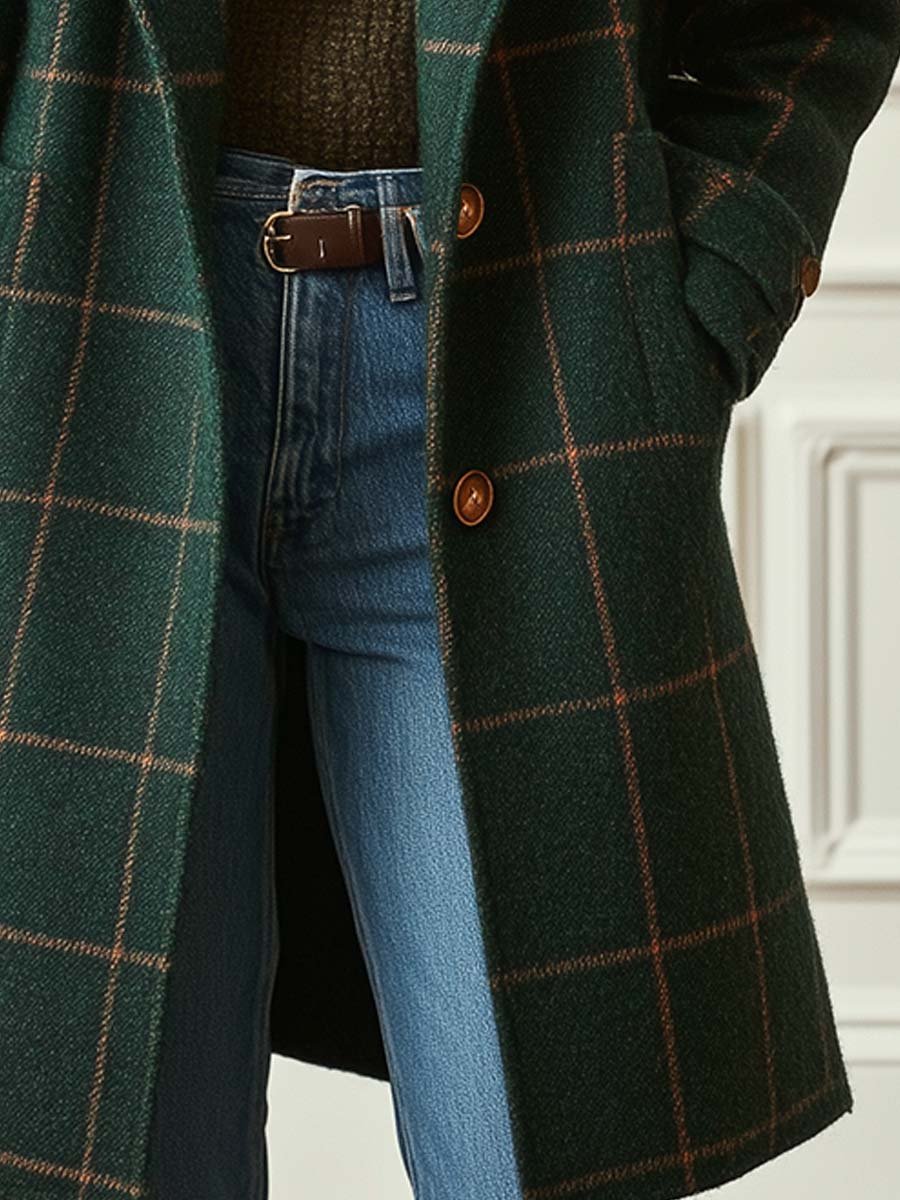 CHARLOTTE | Checked Tailored Long Coat